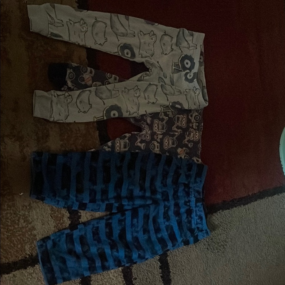Kids Patterned Sweatpants Set - Blue and Gray